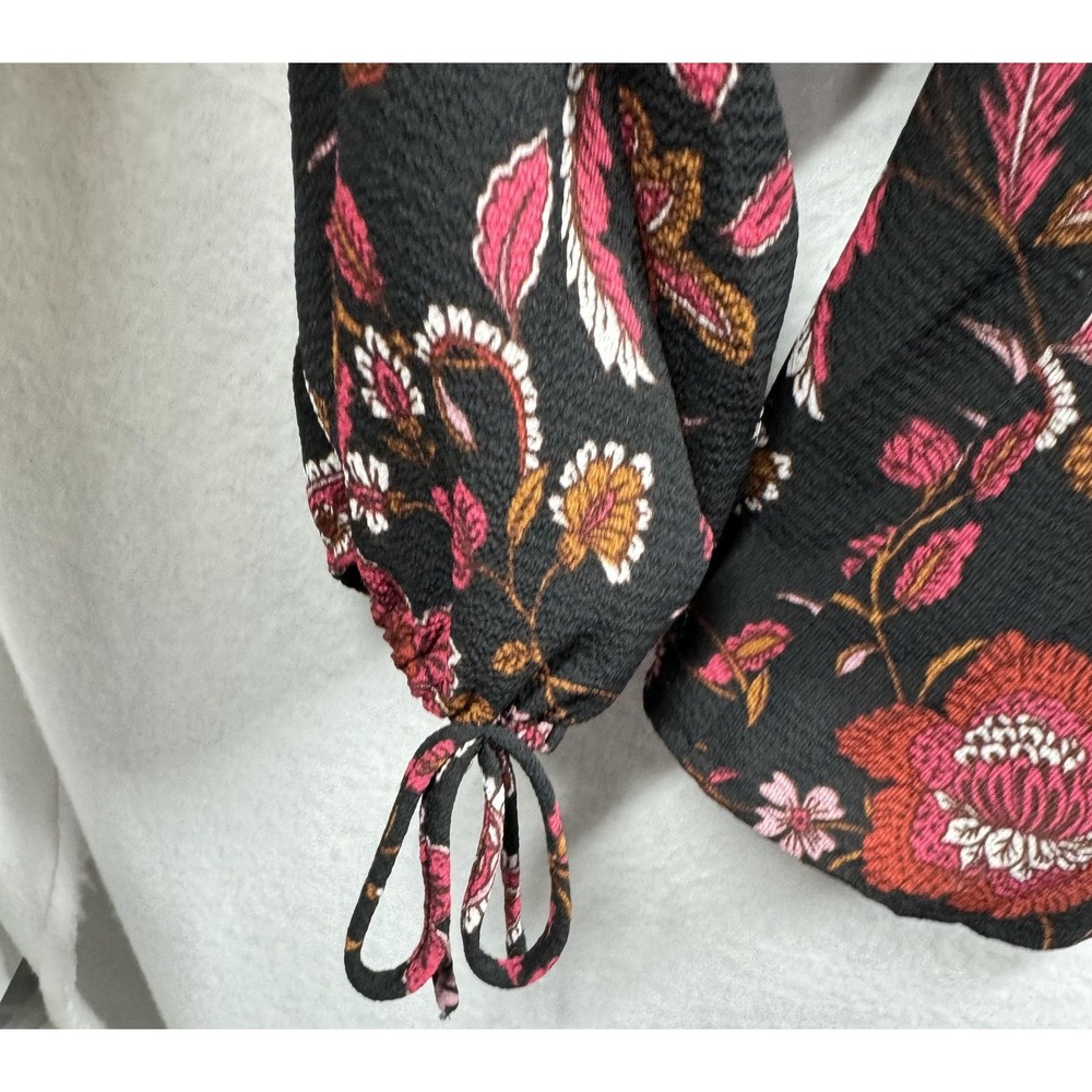 Zac & Rachel Blouse Womens XL Black Floral Paisley Boho Peasant Top‎ Long Sleeve - Picture 9 of 10